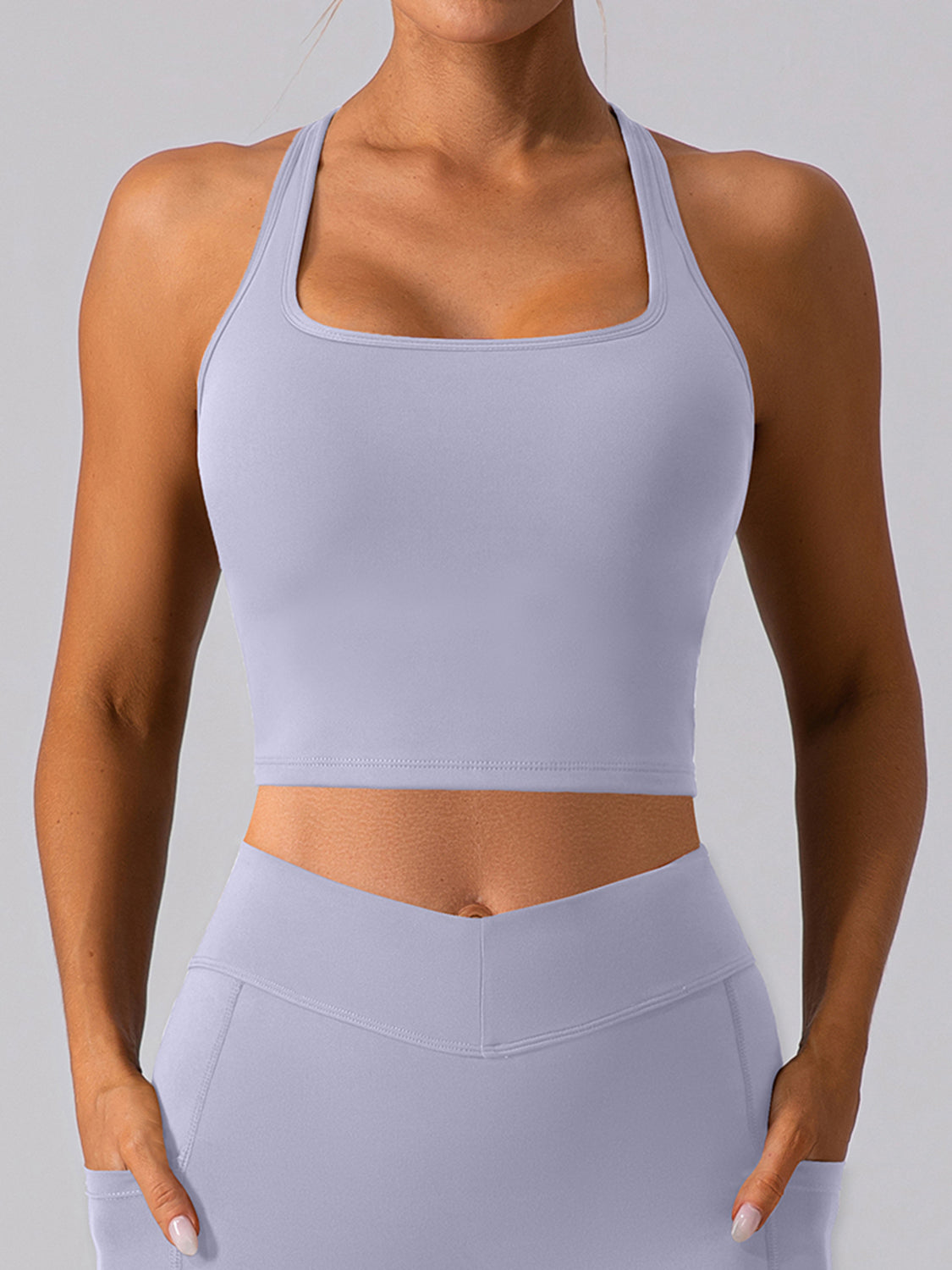 Square Neck Racerback Cropped Tank - Ryzela