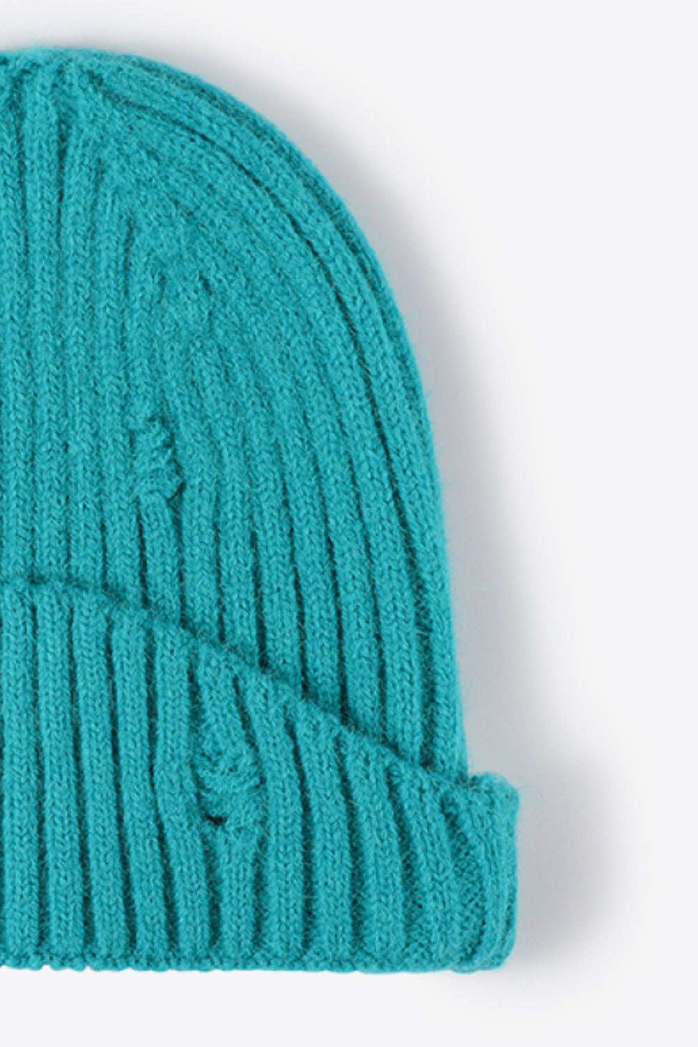 Distressed Rib-Knit Beanie - Ryzela