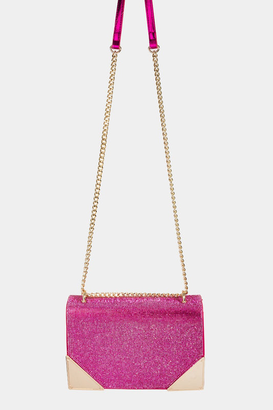 Fame Rhinestone Studded Rectangle Crossbody Bag - Ryzela