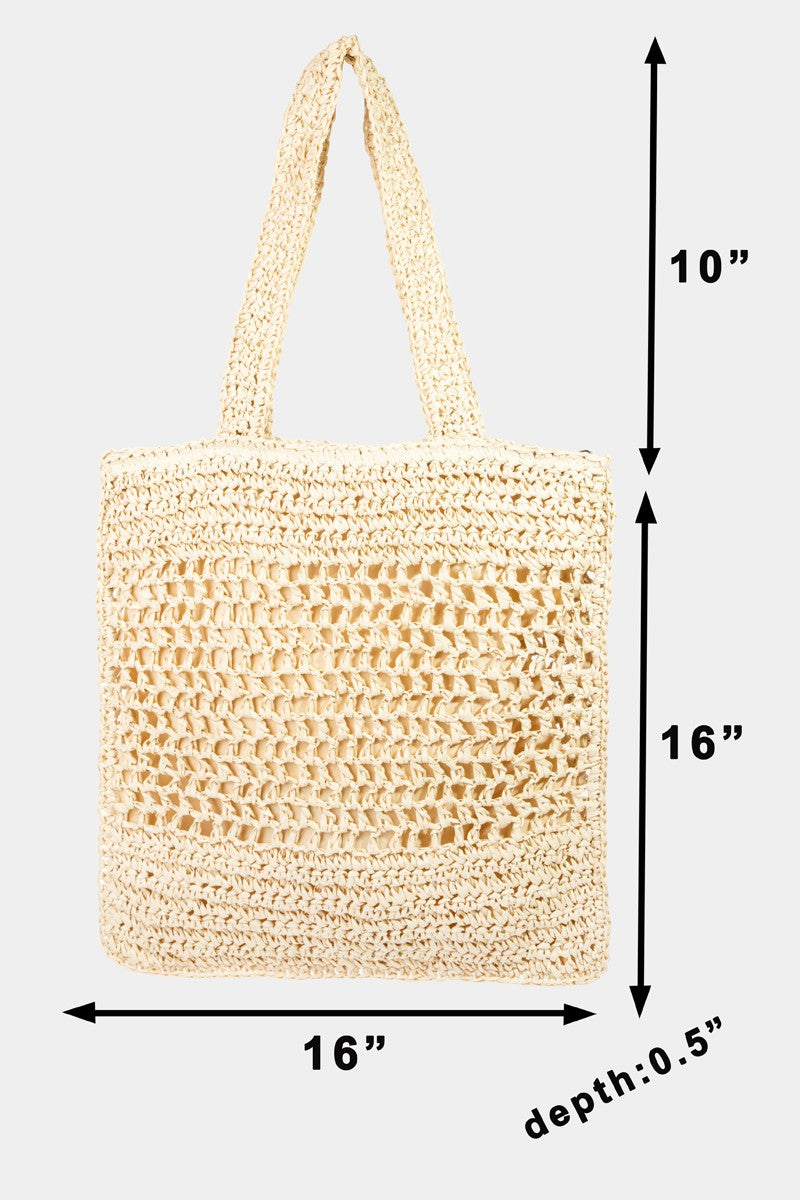 Fame Straw-Paper Crochet Tote Bag - Ryzela