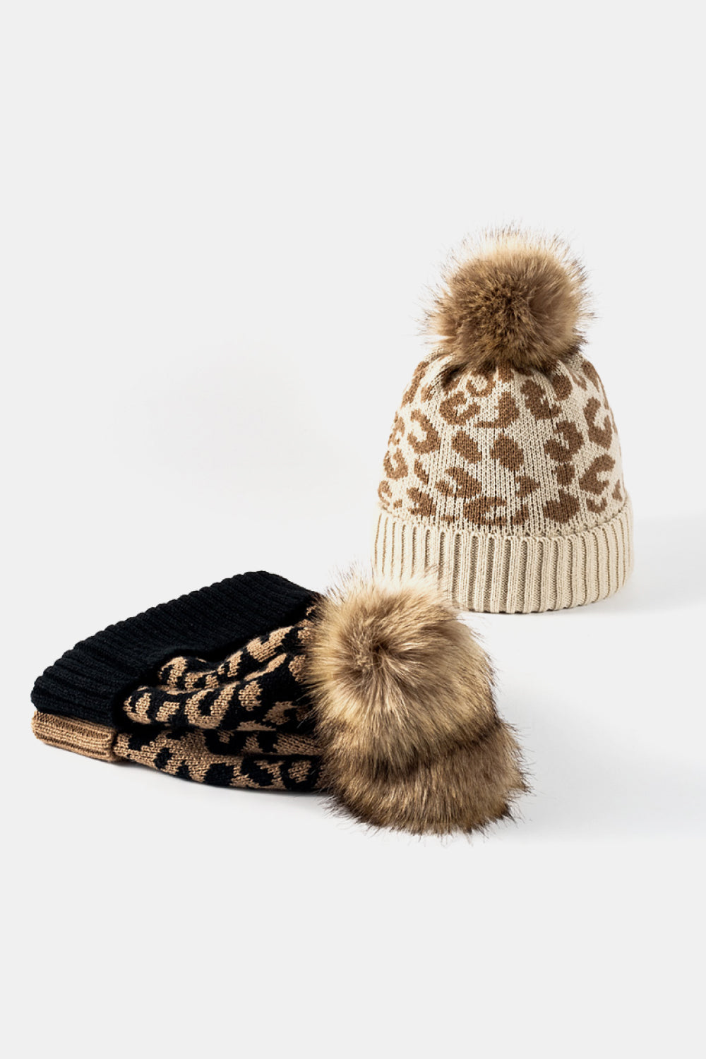 Leopard Pom-Pom Cuffed Beanie - Ryzela