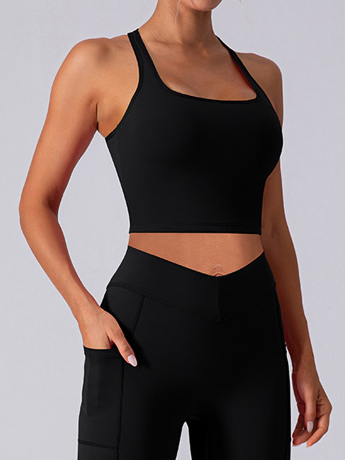 Square Neck Racerback Cropped Tank - Ryzela