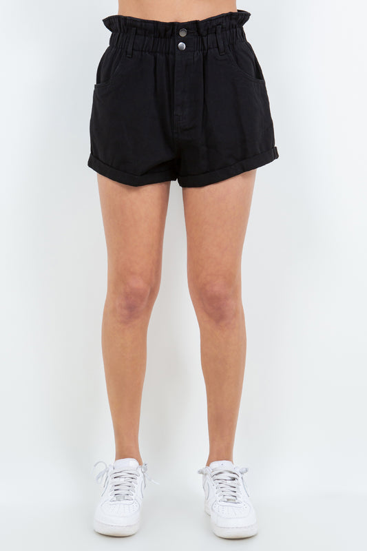 American Bazi High Waist Paper Bag Shorts - Ryzela