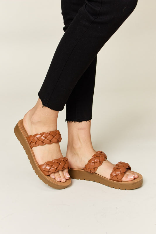 WILD DIVA Woven Dual Band Platform Sandals - Ryzela