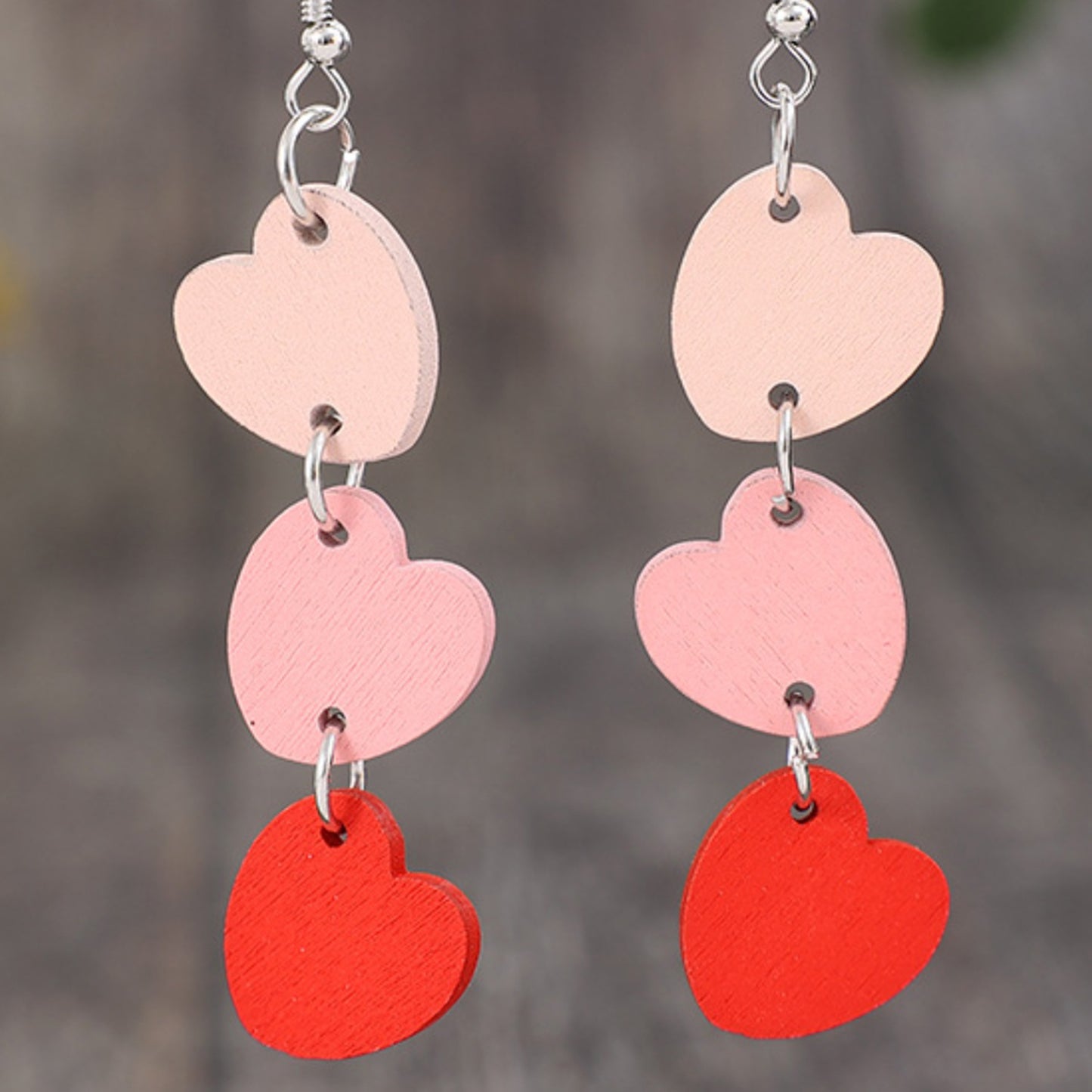 Heart Wood Dangle Earrings - Ryzela