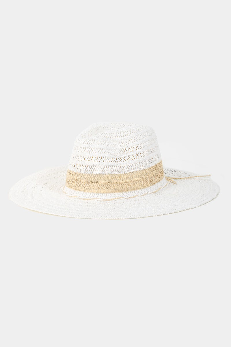 Fame Contrast Straw Braided Sun Hat - Ryzela