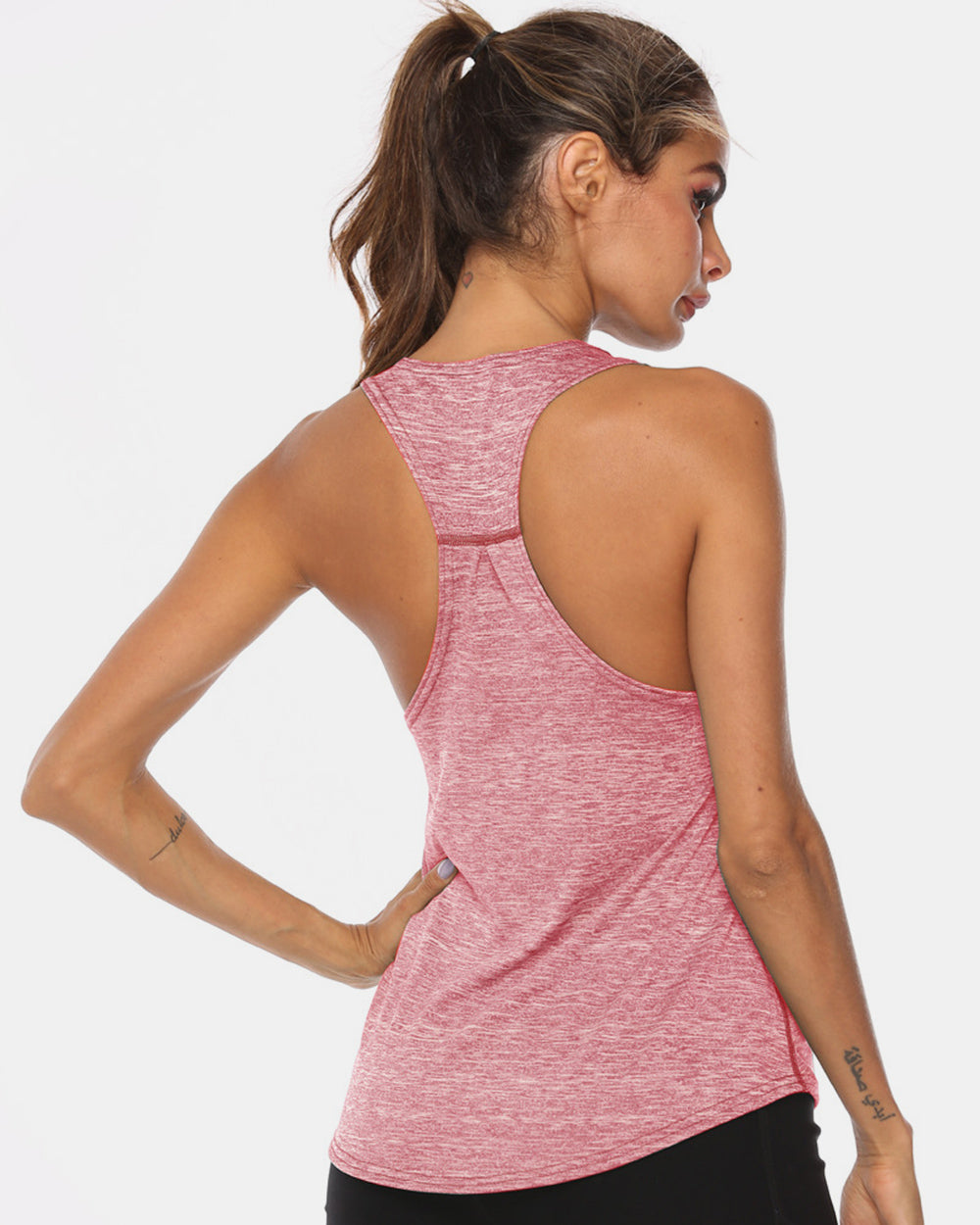 Full Size Scoop Neck Wide Strap Active Tank - Ryzela