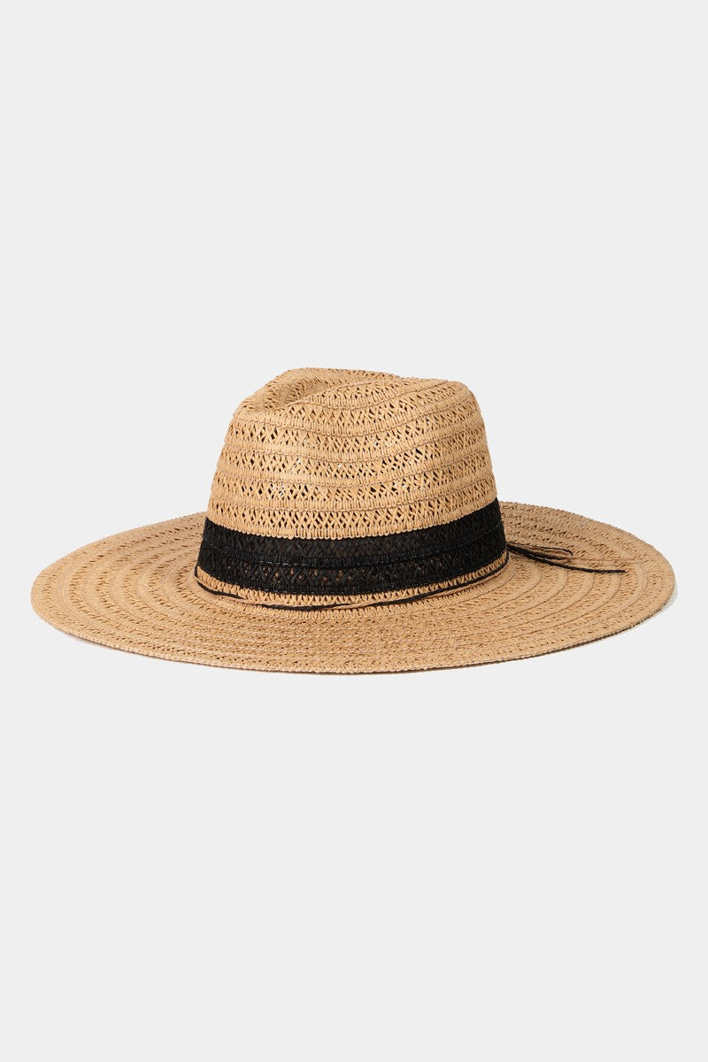 Fame Contrast Straw Braided Sun Hat - Ryzela