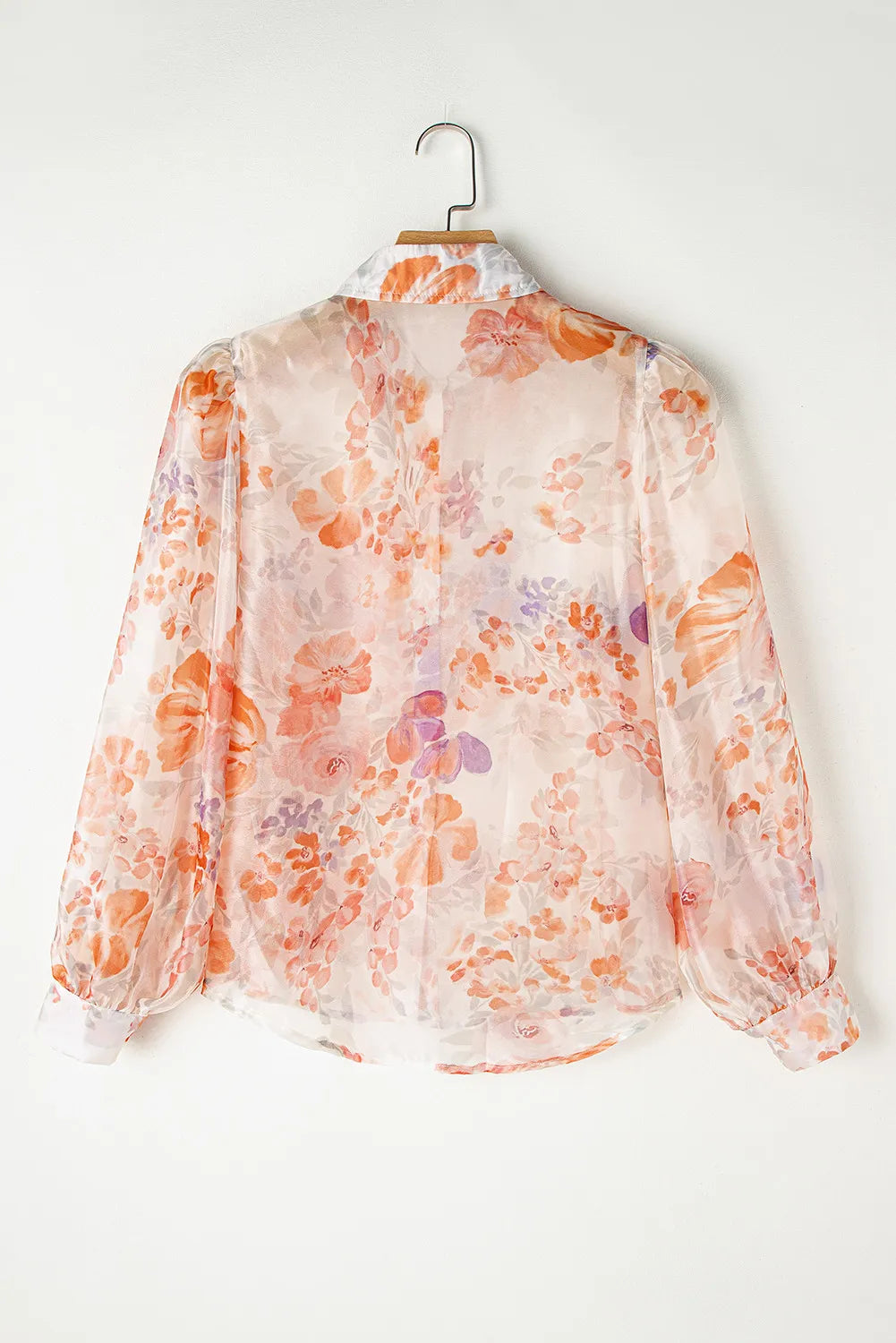 Printed Collared Neck Long Sleeve Shirt - Ryzela