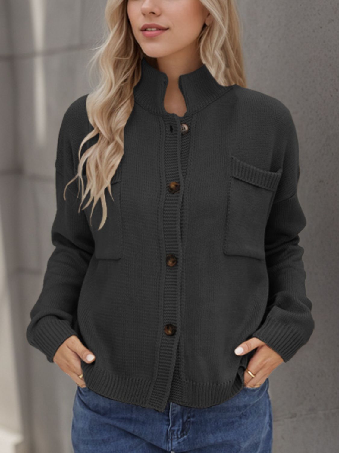 Button Up Long Sleeve Cardigan - Ryzela