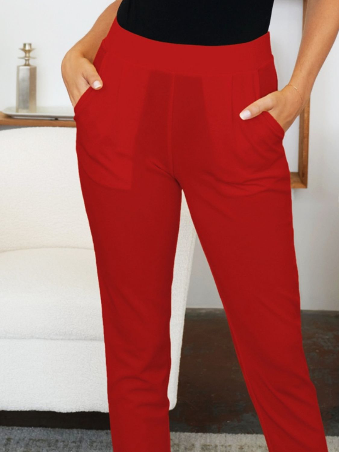 Pocketed High Waist Skinny Pants - Ryzela