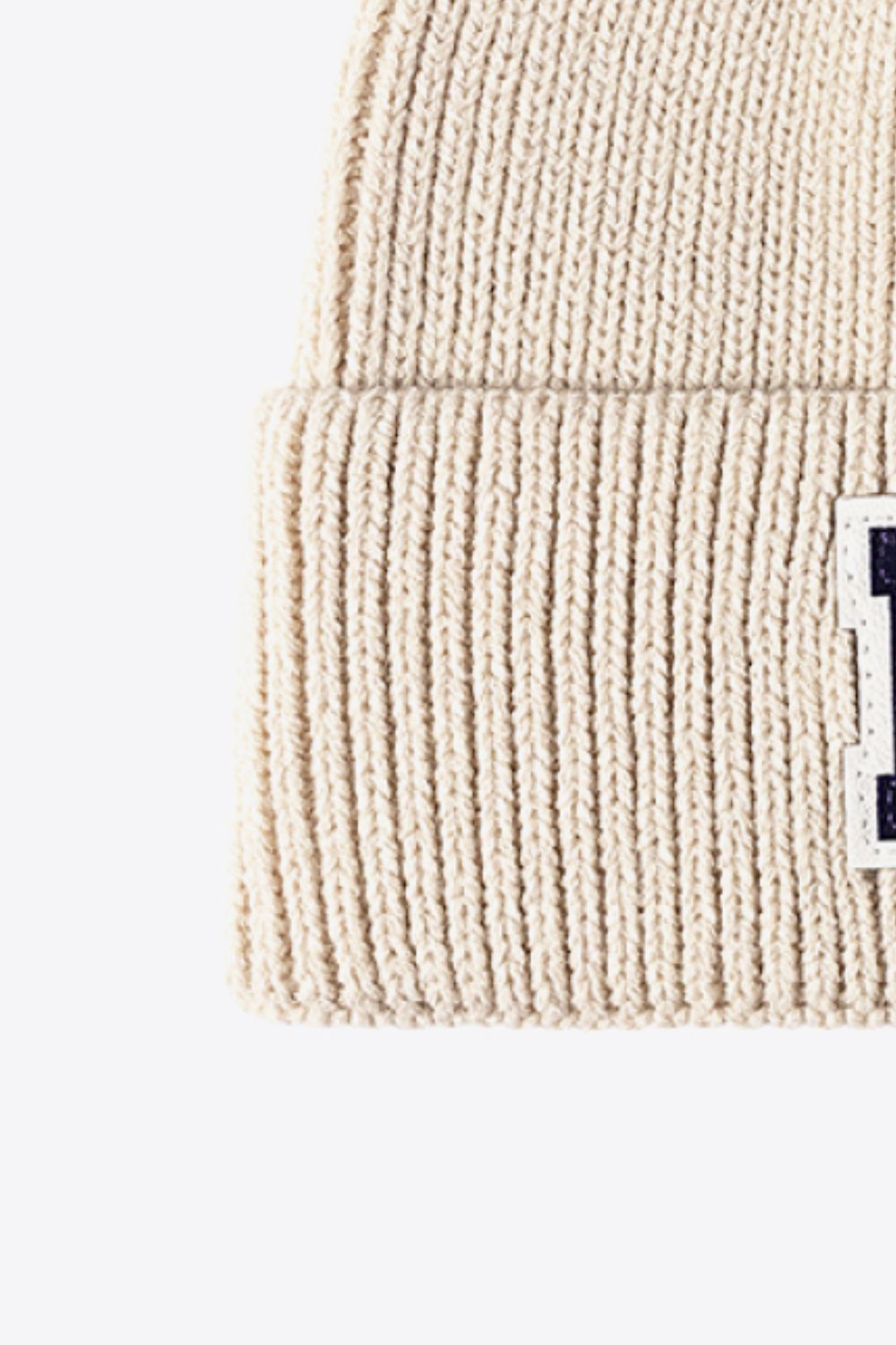 Letter Patch Cuffed Knit Beanie - Ryzela