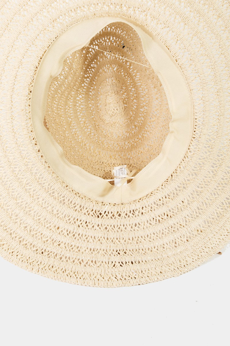 Fame Contrast Straw Braided Sun Hat - Ryzela