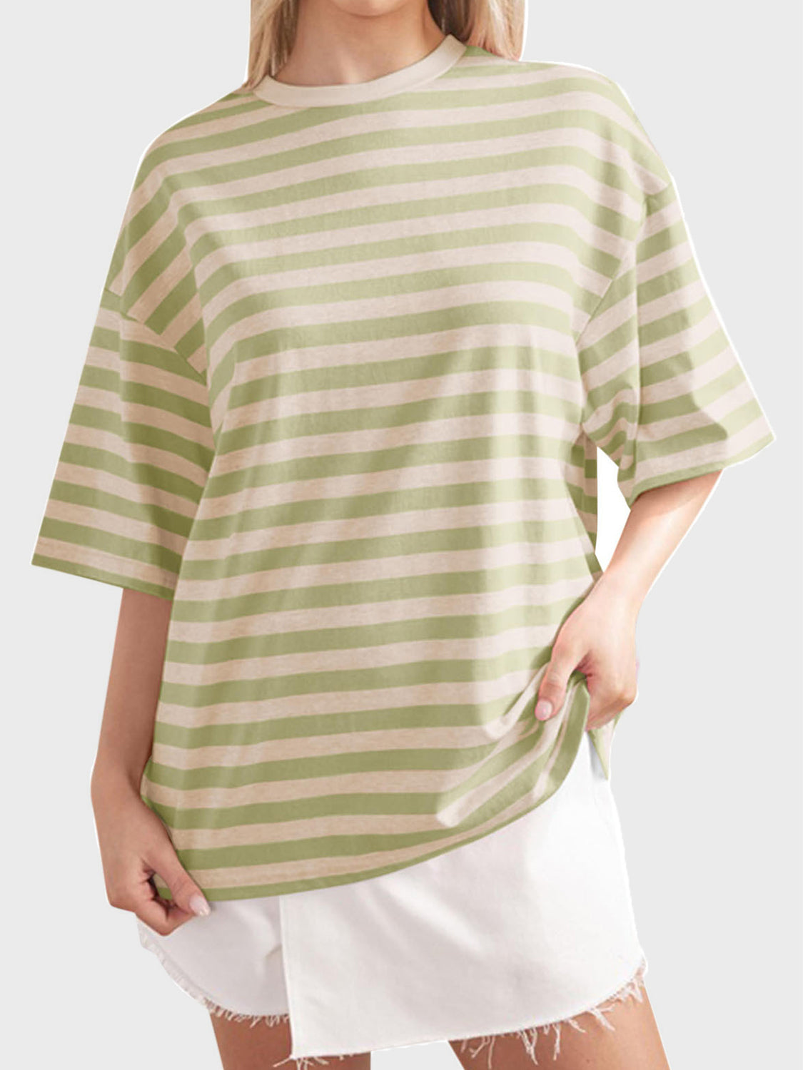 Striped Round Neck Half Sleeve T-Shirt - Ryzela