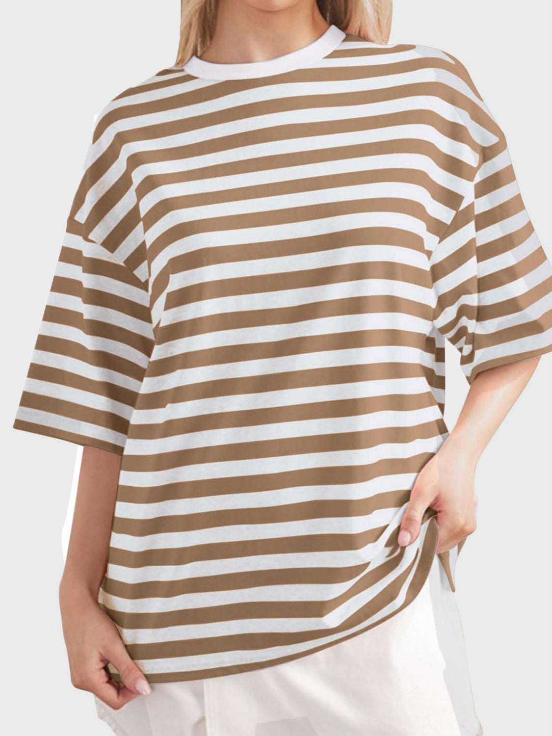 Striped Round Neck Half Sleeve T-Shirt - Ryzela