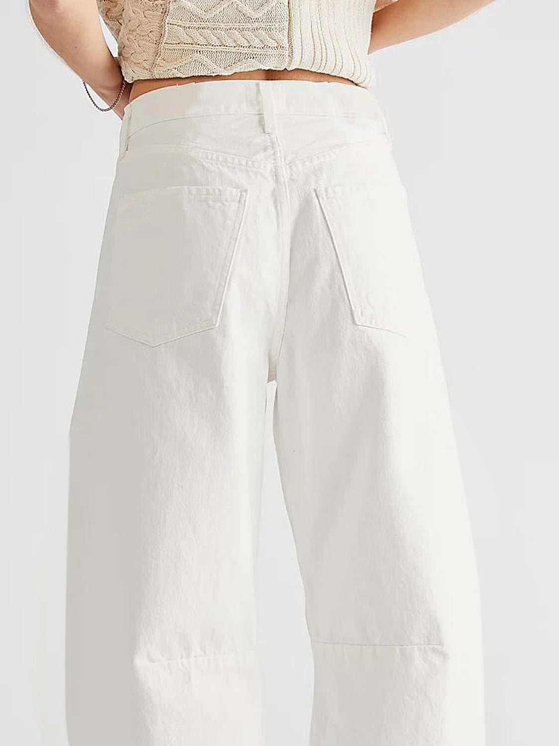 Raw Hem Wide Leg Jeans with Pockets - Ryzela