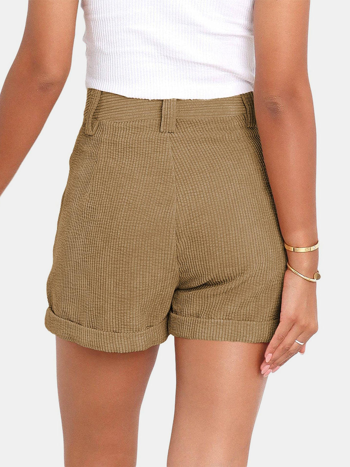 Full Size High Waist Shorts with Pockets - Ryzela