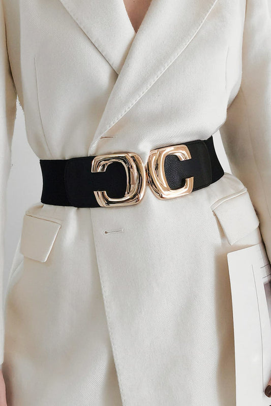 Zinc Alloy Buckle Elastic Wide Belt - Ryzela