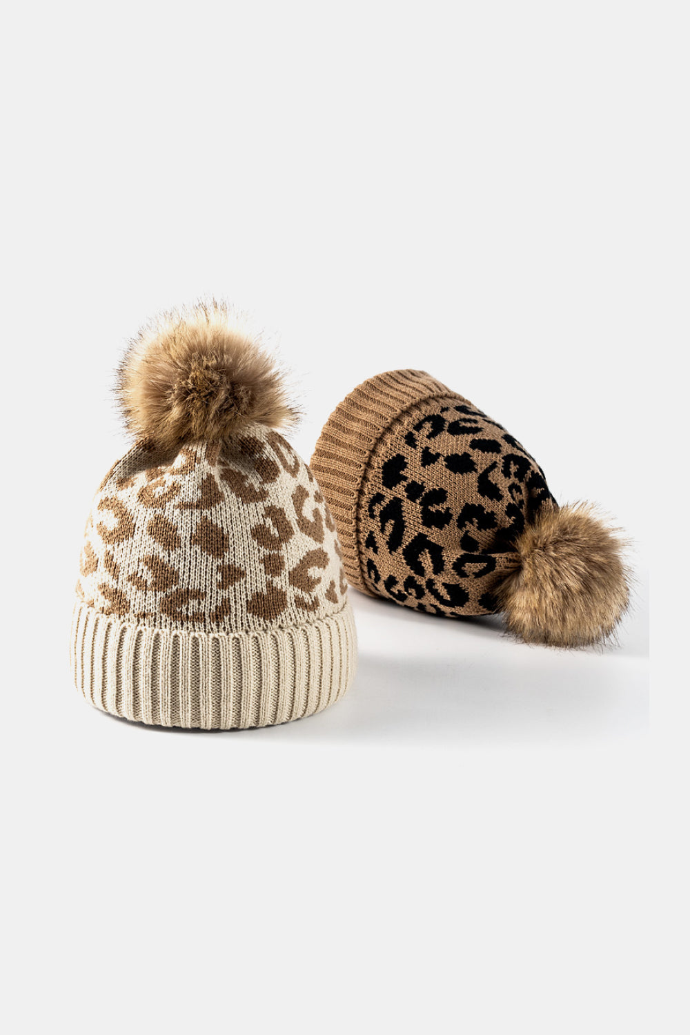 Leopard Pom-Pom Cuffed Beanie - Ryzela