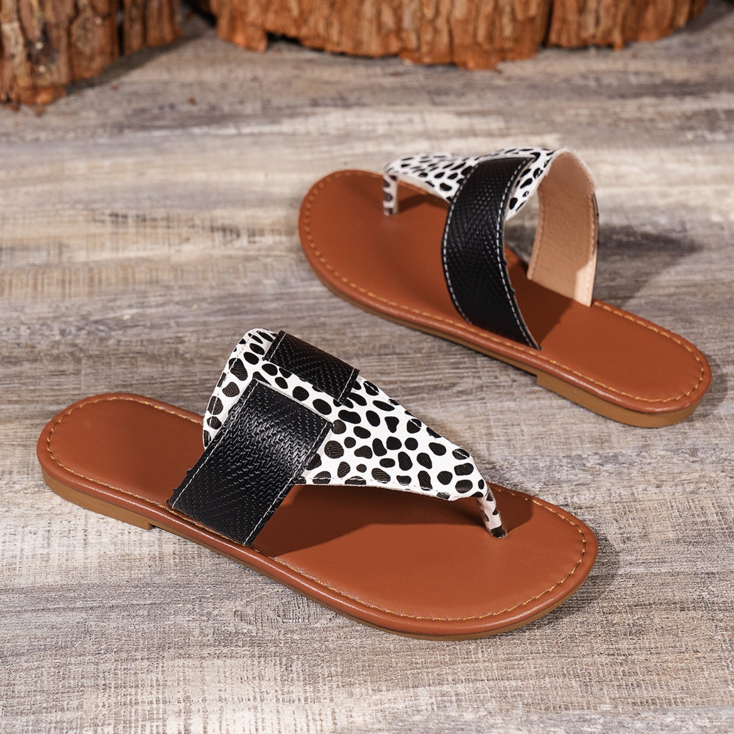 Animal Print Open Toe Sandals - Ryzela