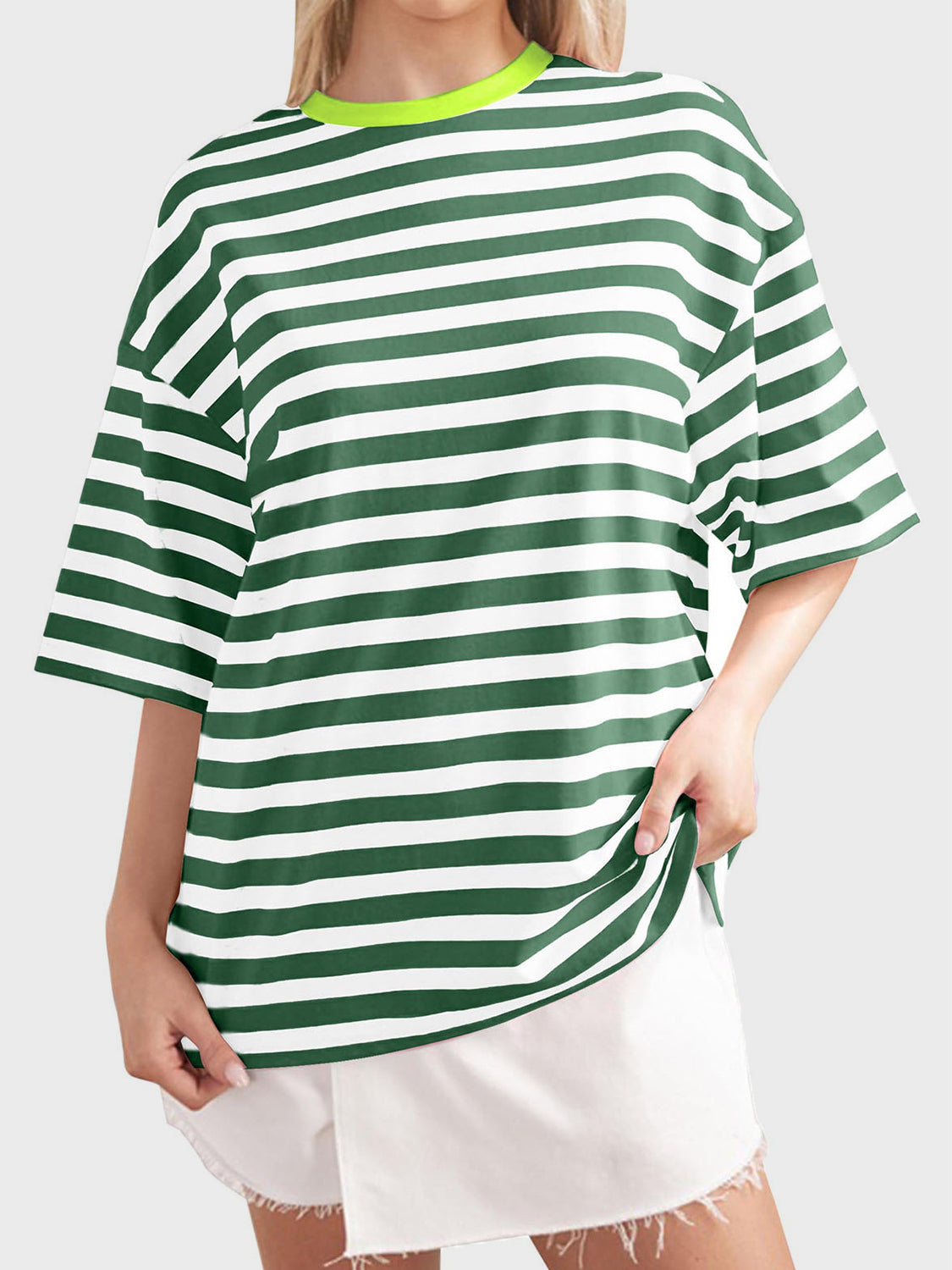 Striped Round Neck Half Sleeve T-Shirt - Ryzela