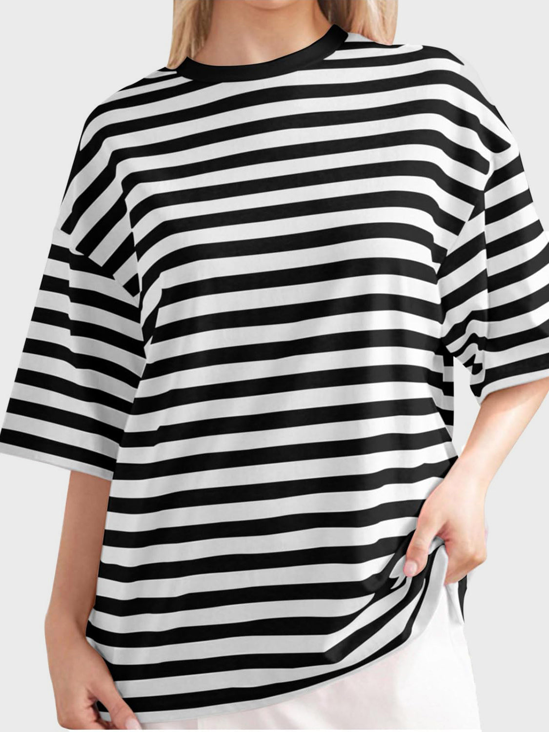 Striped Round Neck Half Sleeve T-Shirt - Ryzela