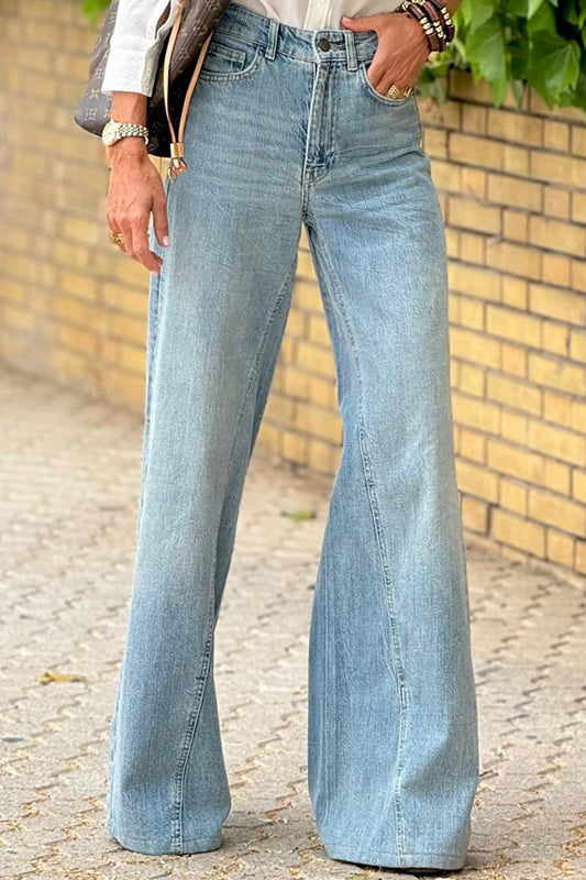 High Waist Bootcut Jeans with Pockets - Ryzela