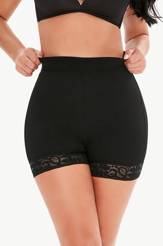 Full Size Pull-On Lace Trim Shaping Shorts - Ryzela