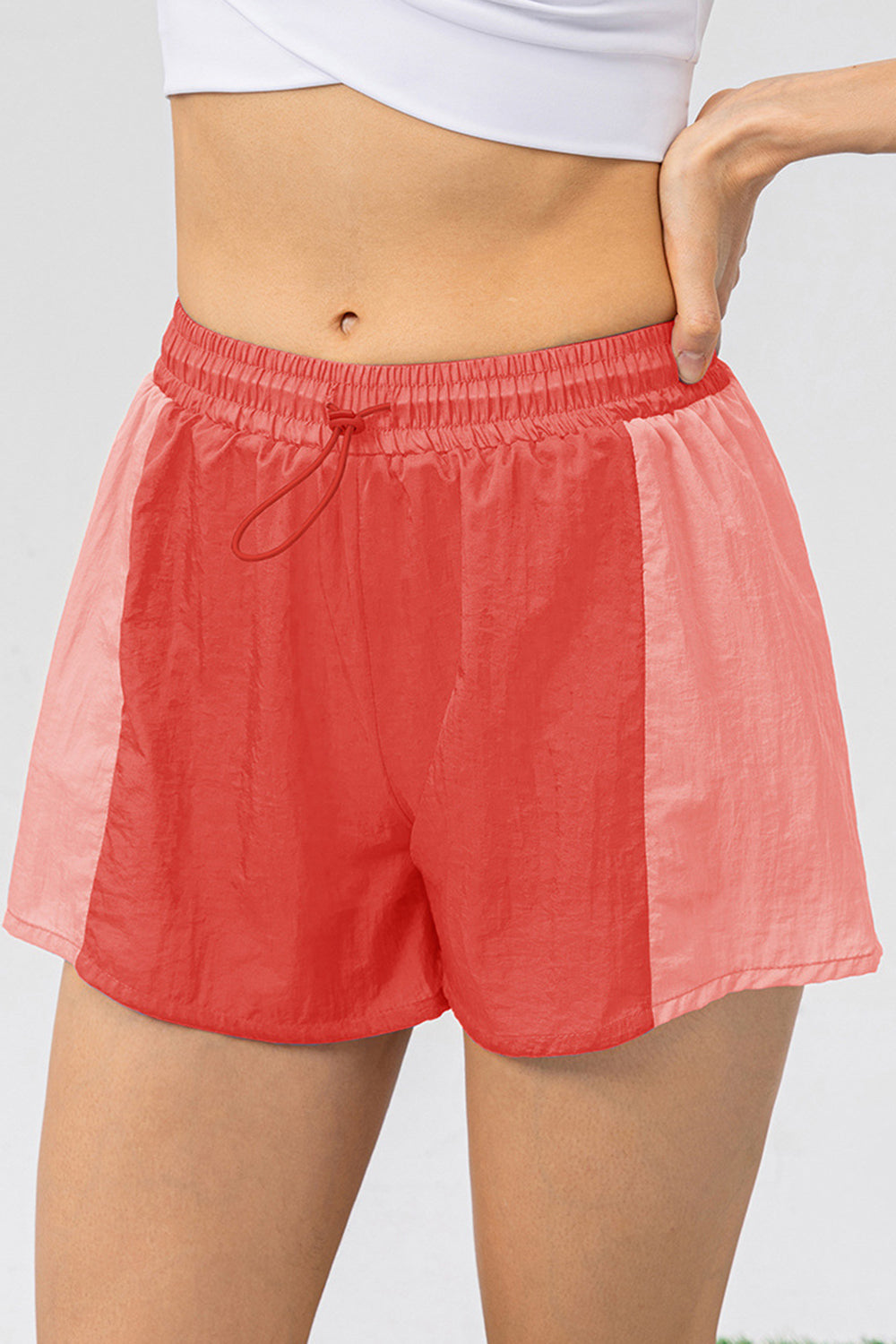 Color Block Drawstring Active Shorts - Ryzela