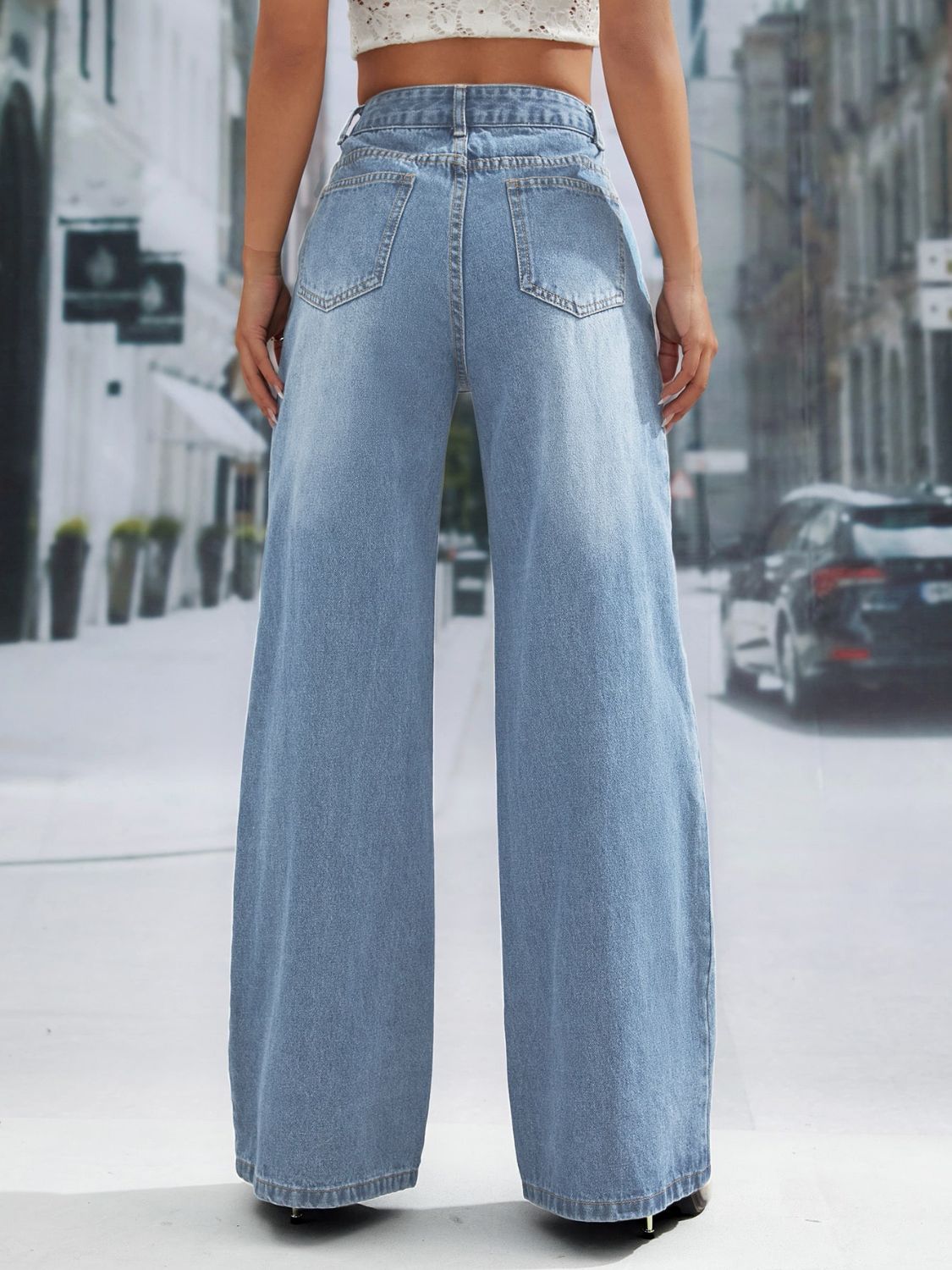 Wide Leg Jeans with Pockets - Ryzela