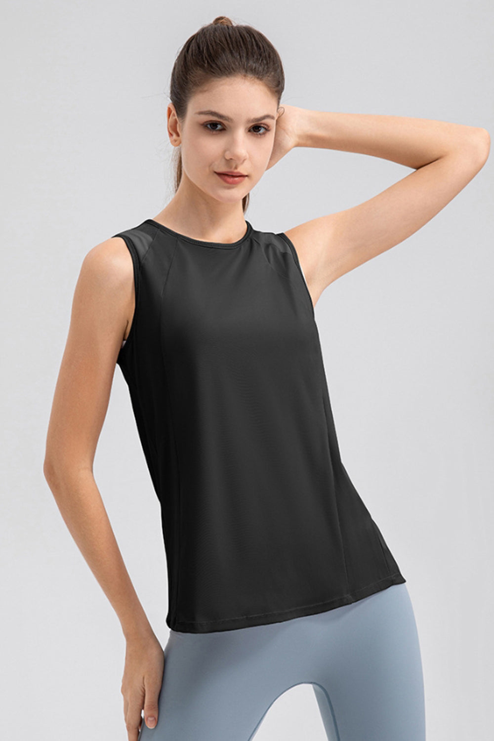 Round Neck Wide strap Active Tank - Ryzela