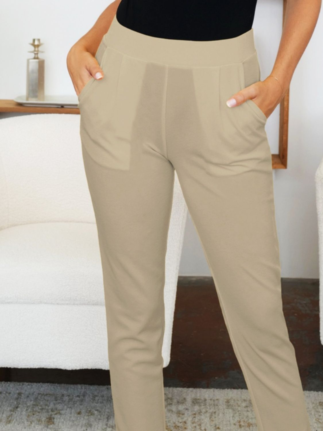 Pocketed High Waist Skinny Pants - Ryzela