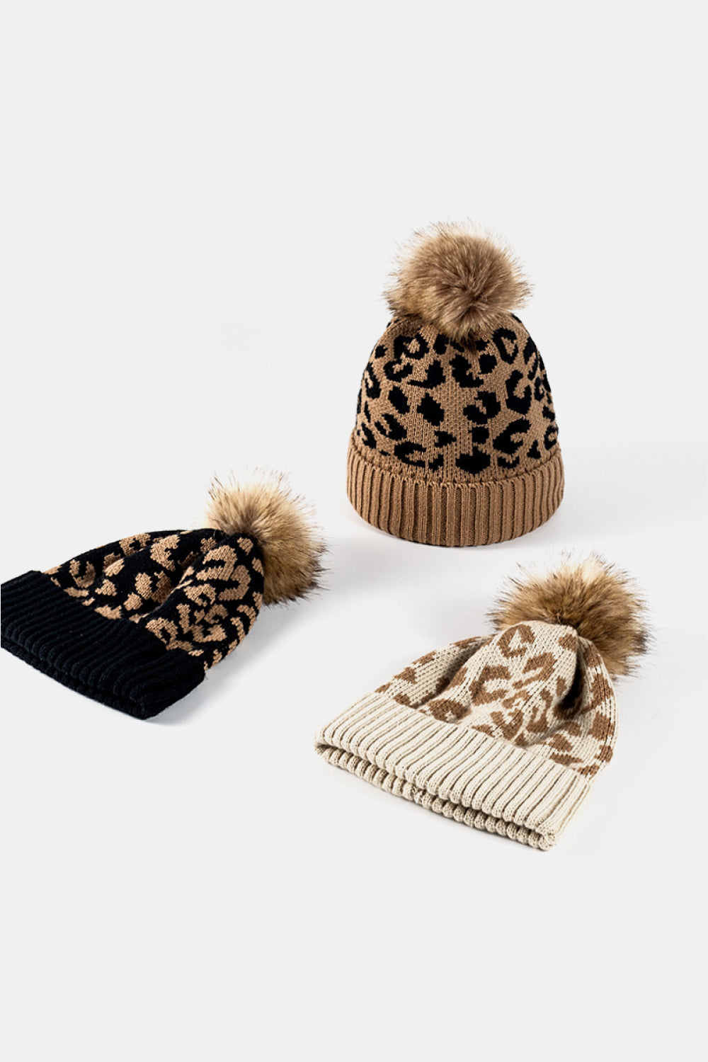 Leopard Pom-Pom Cuffed Beanie - Ryzela