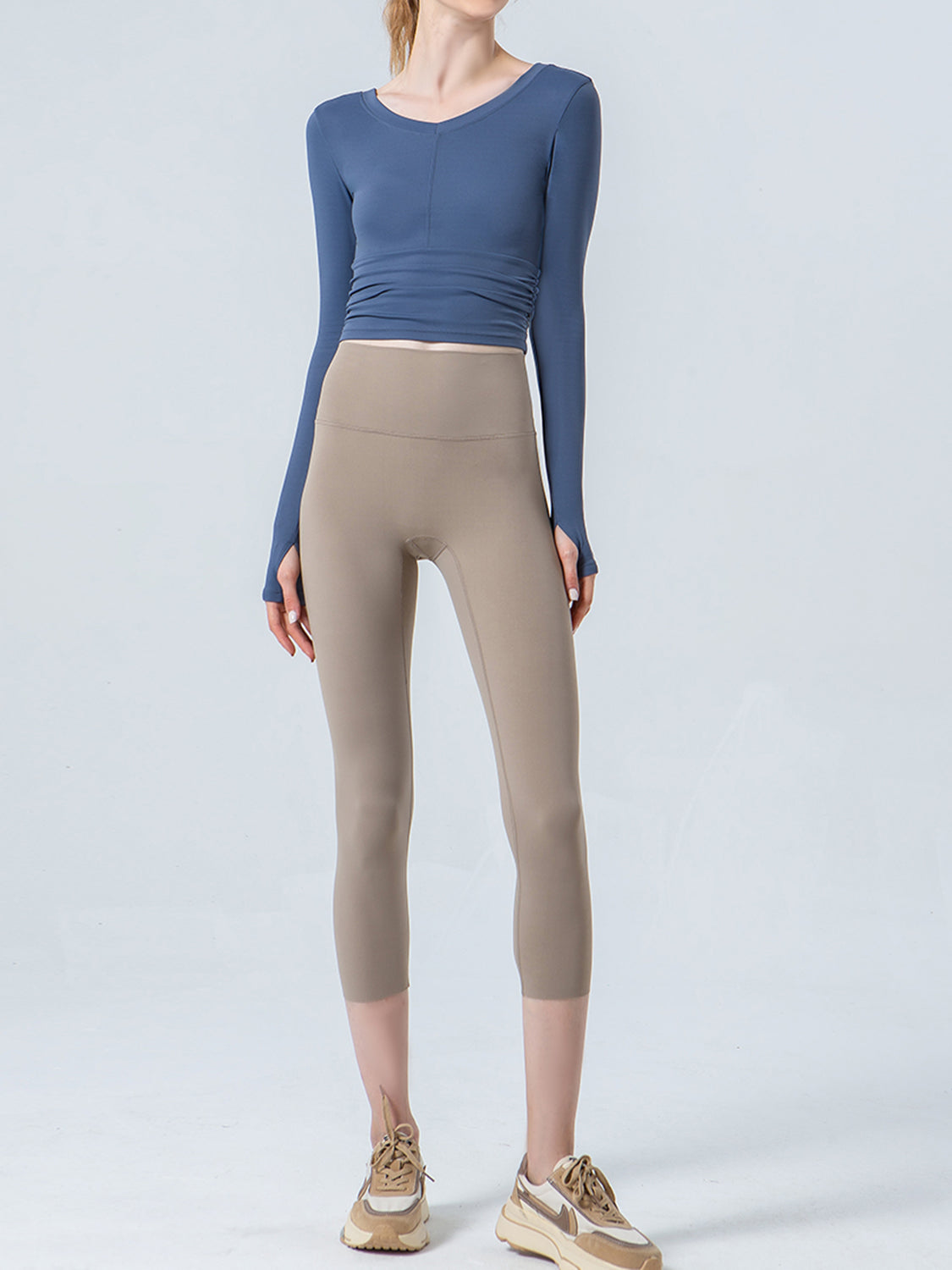 Wide Waistband Cropped Sports Leggings - Ryzela