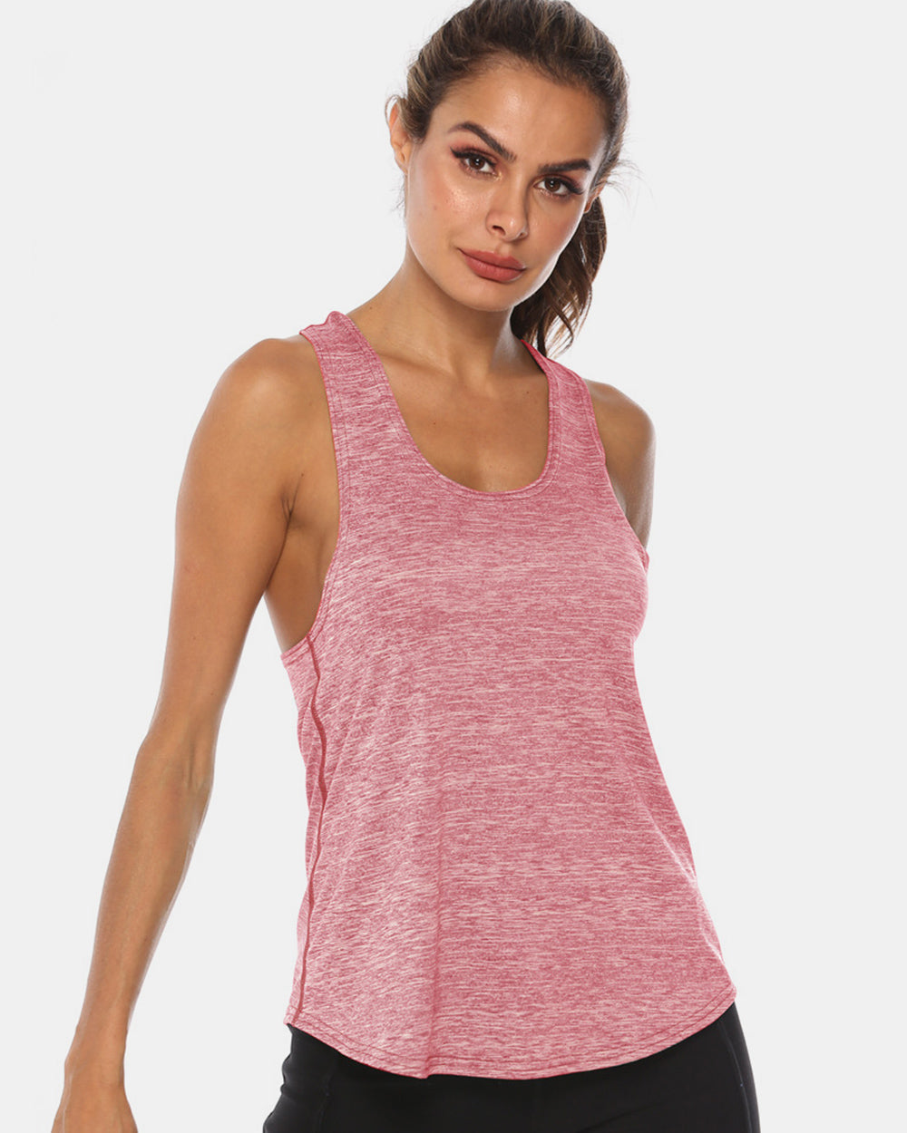 Full Size Scoop Neck Wide Strap Active Tank - Ryzela