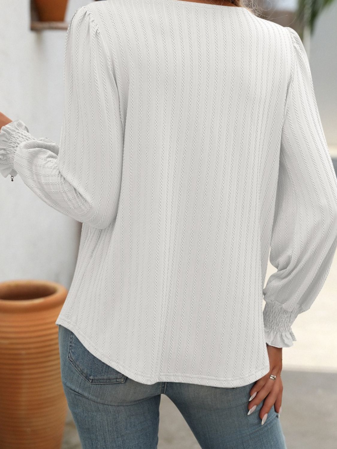 Square Neck Long Sleeve Top - Ryzela