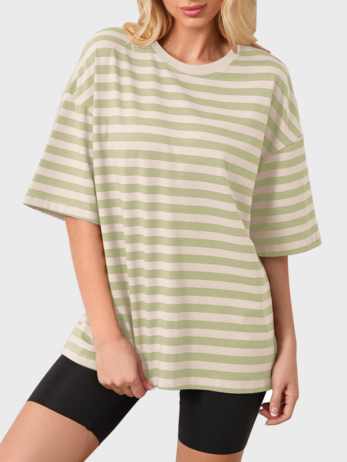 Striped Round Neck Half Sleeve T-Shirt - Ryzela