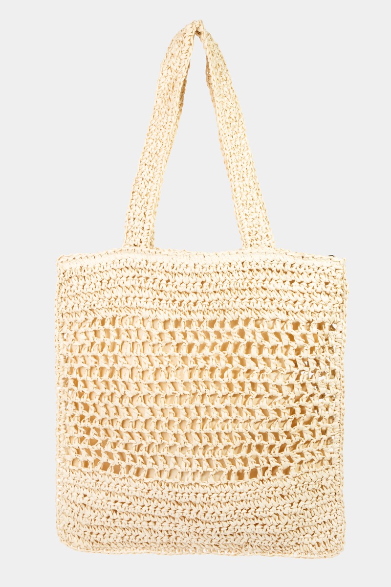 Fame Straw-Paper Crochet Tote Bag - Ryzela