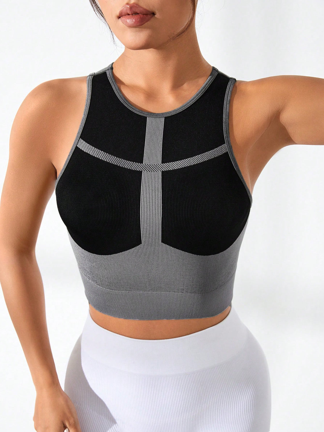 Color Block Round Neck Active Tank - Ryzela