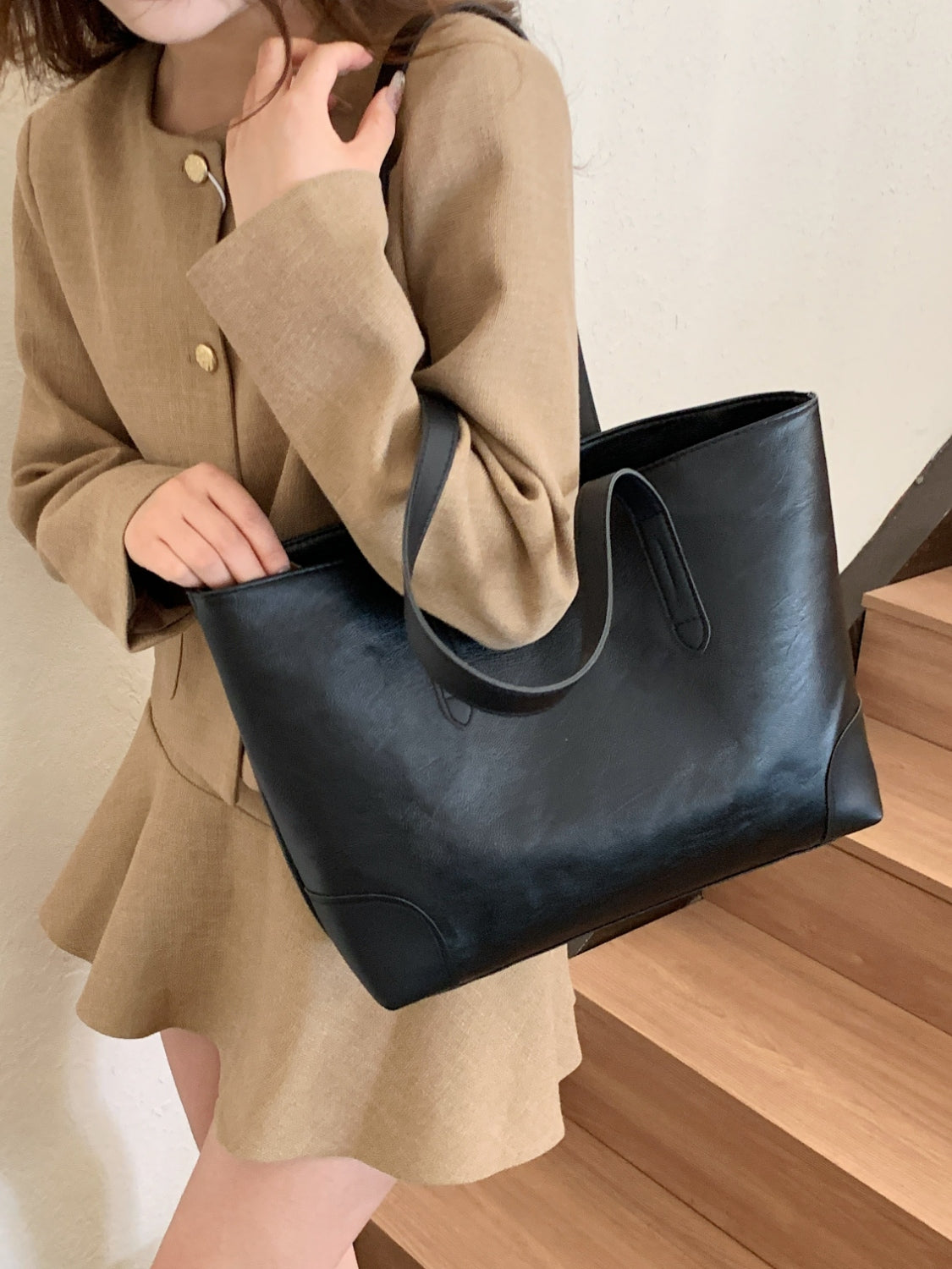 PU Leather Medium Tote Bag - Ryzela