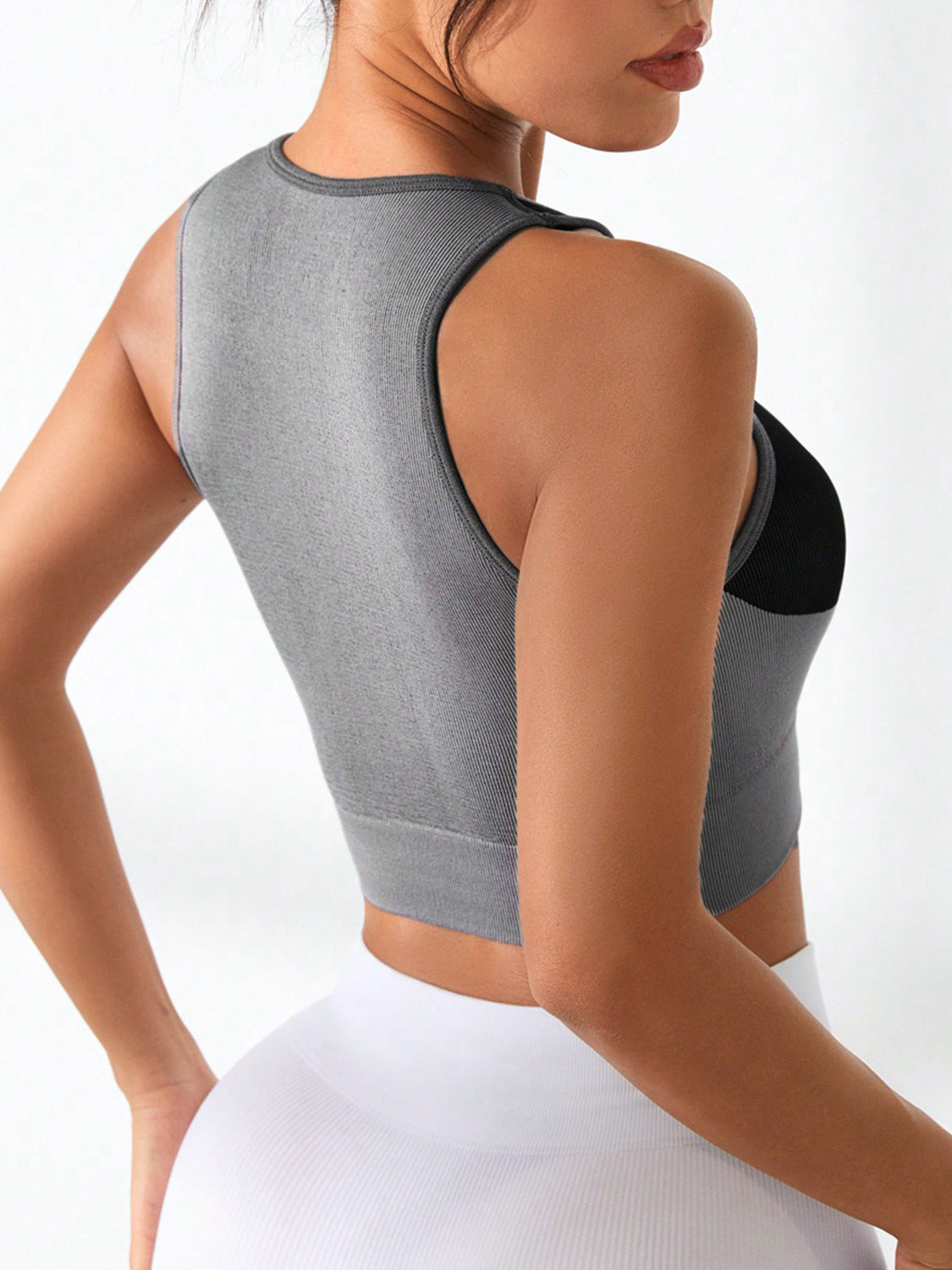 Color Block Round Neck Active Tank - Ryzela