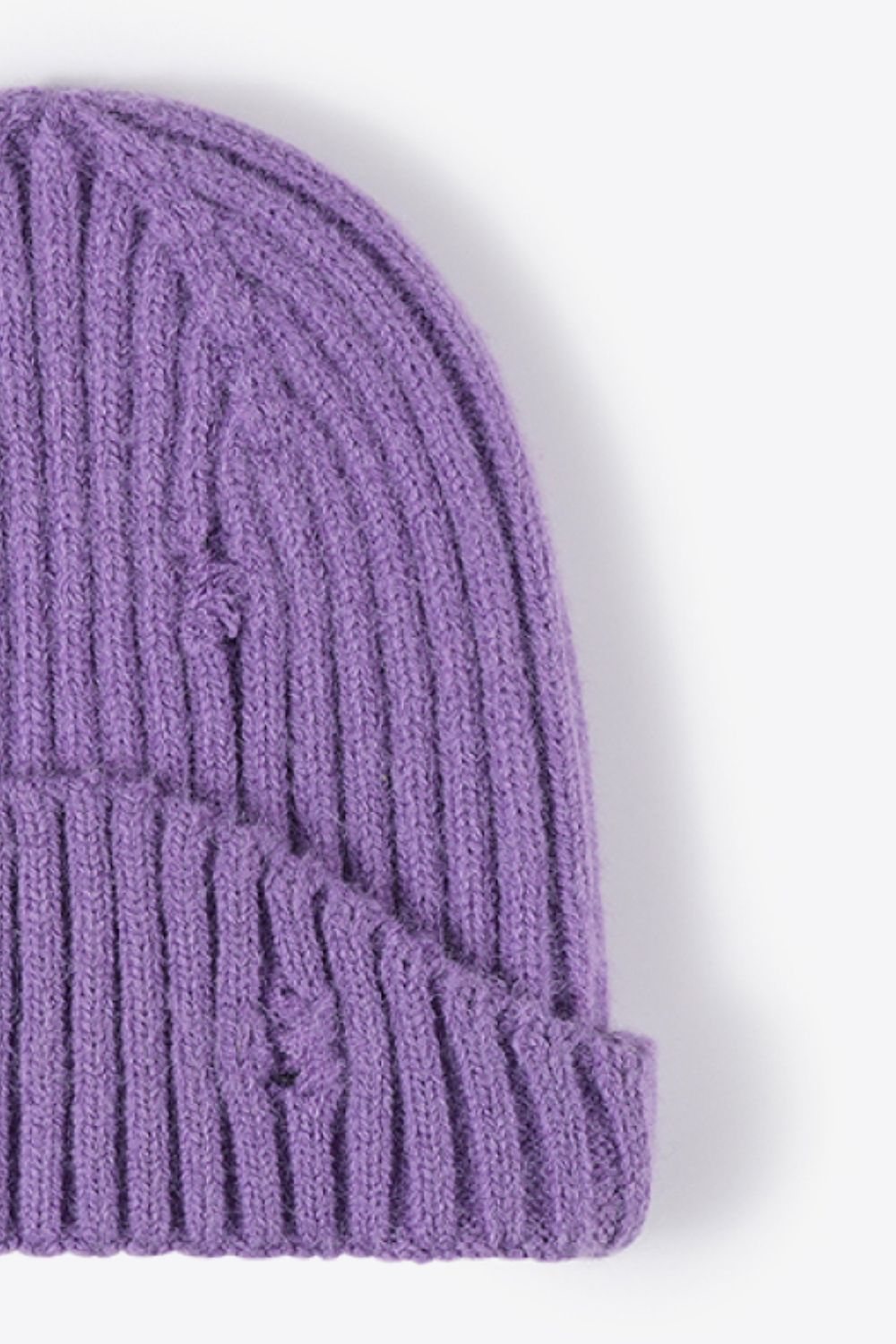 Distressed Rib-Knit Beanie - Ryzela