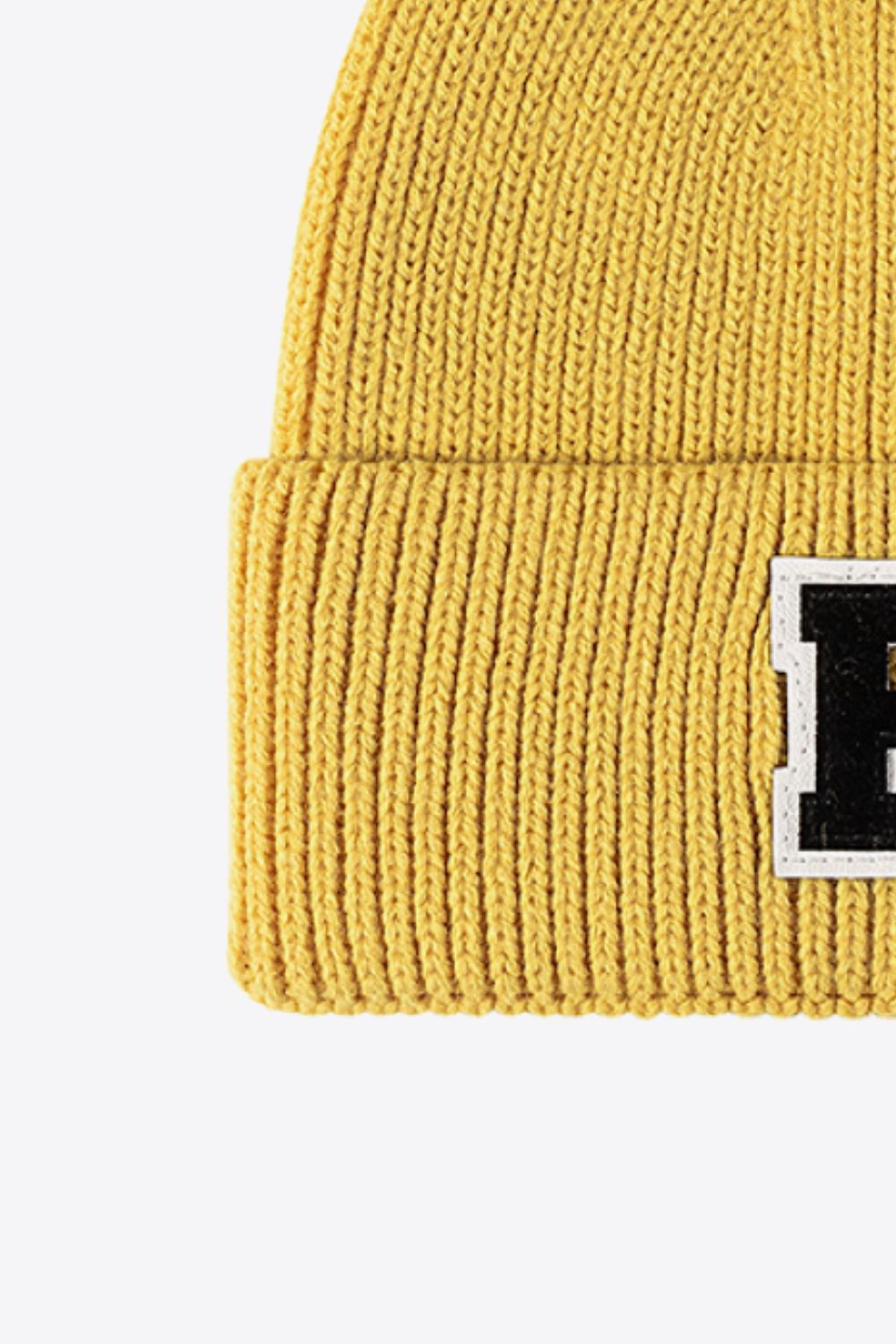 Letter Patch Cuffed Knit Beanie - Ryzela