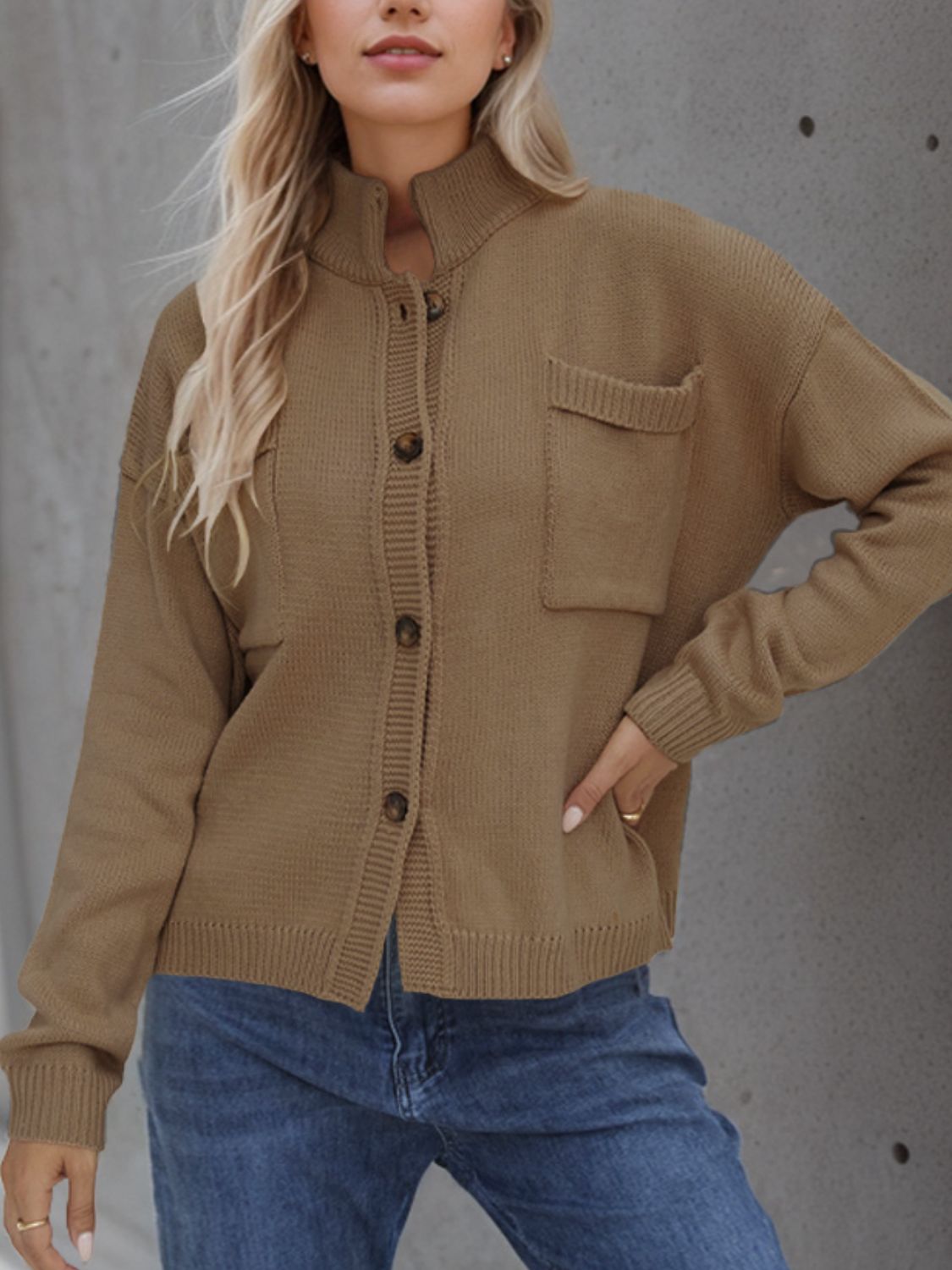 Button Up Long Sleeve Cardigan - Ryzela