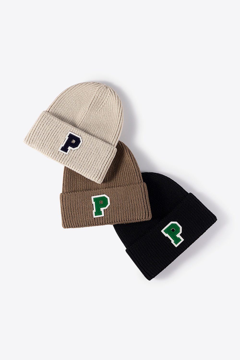 Letter Patch Cuffed Knit Beanie - Ryzela