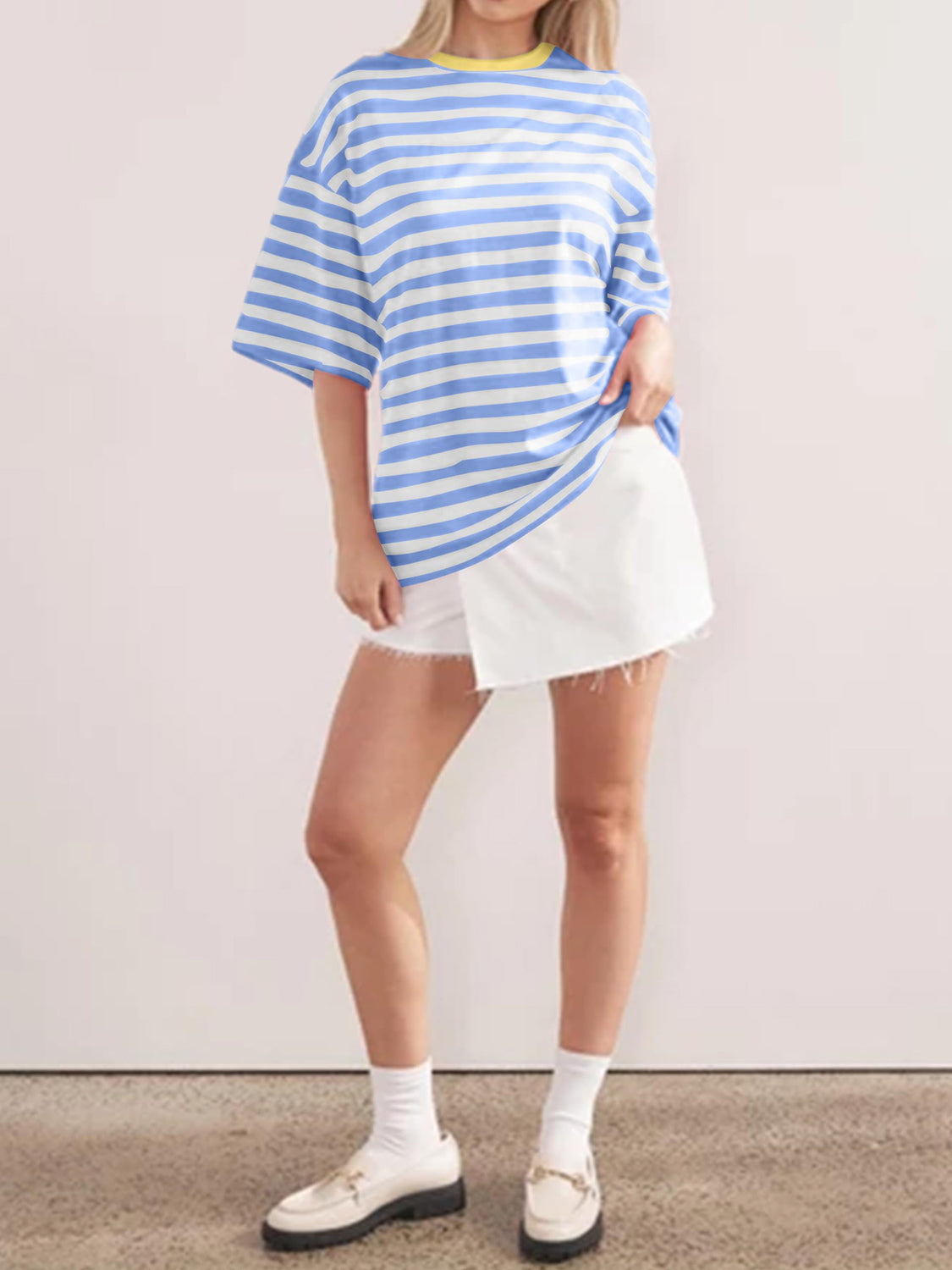 Striped Round Neck Half Sleeve T-Shirt - Ryzela