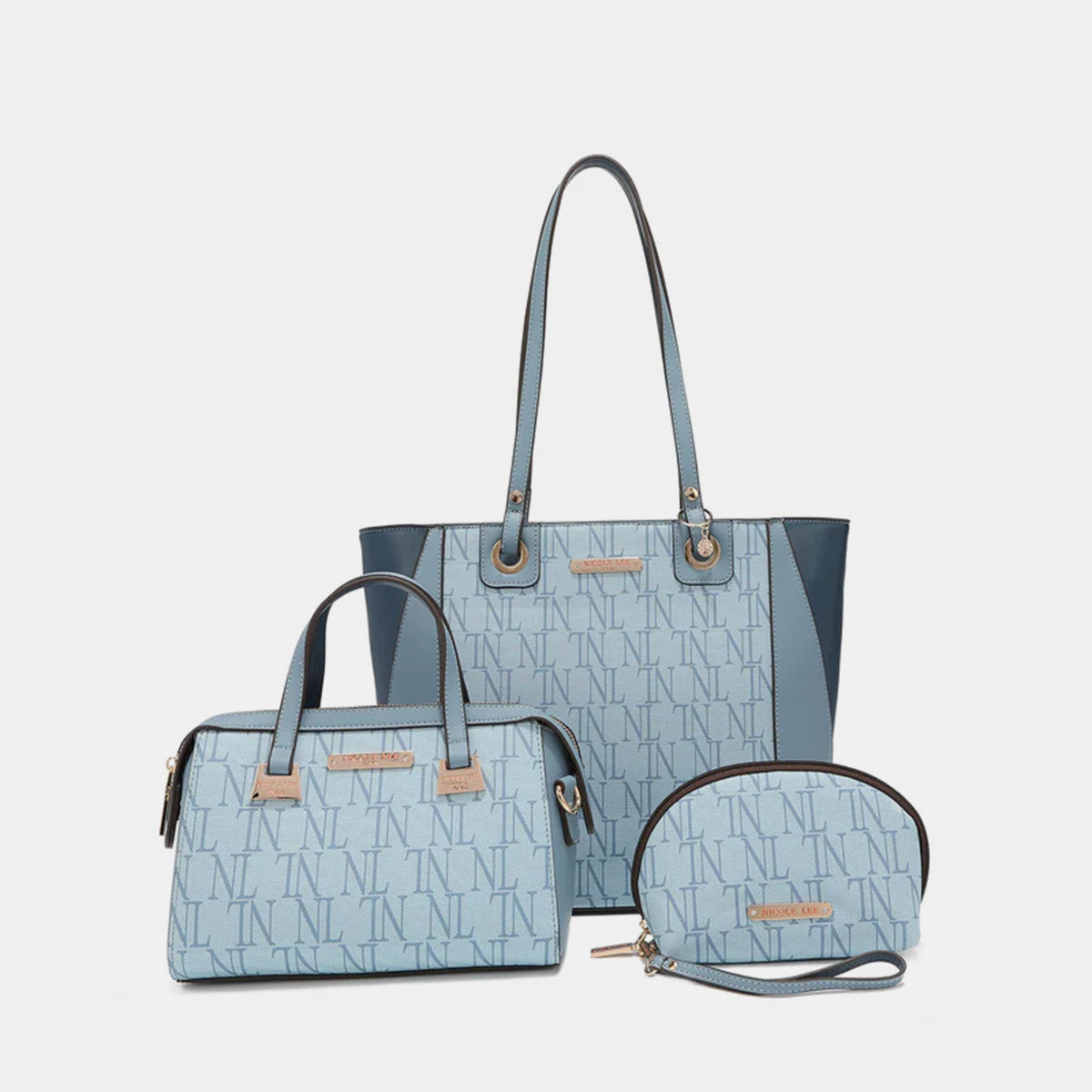 Nicole Lee USA 3-Piece Letter Print Texture Handbag Set - Ryzela