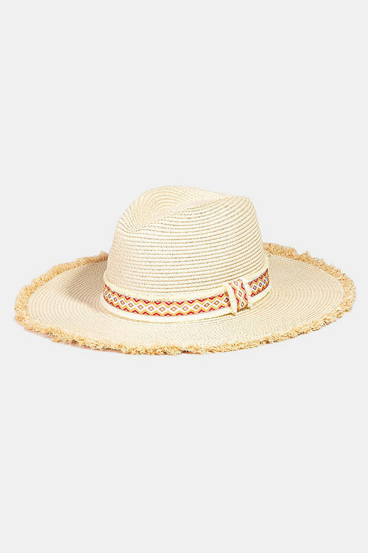 Fame Geometric Raw Hem Hat - Ryzela