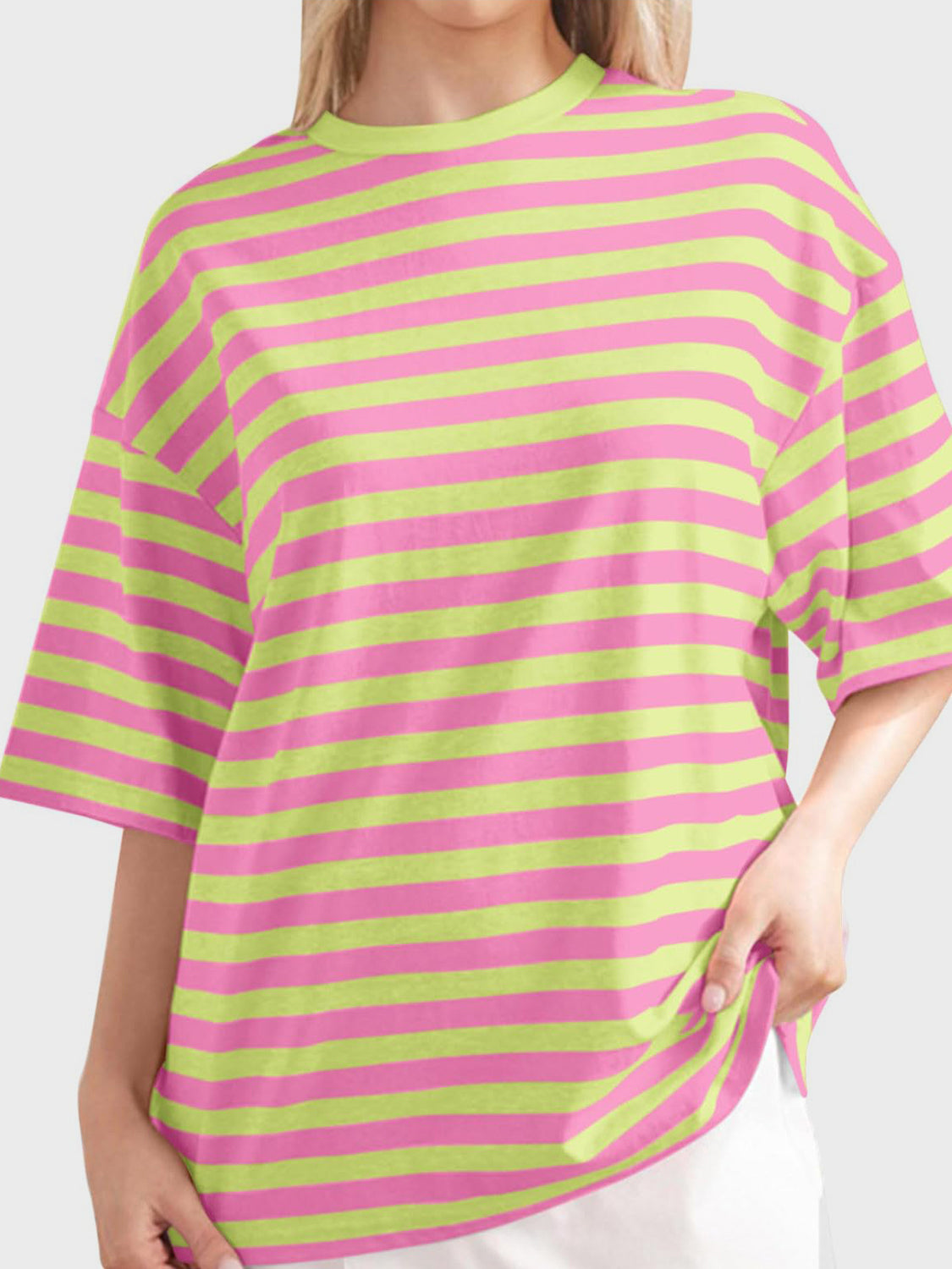 Striped Round Neck Half Sleeve T-Shirt - Ryzela