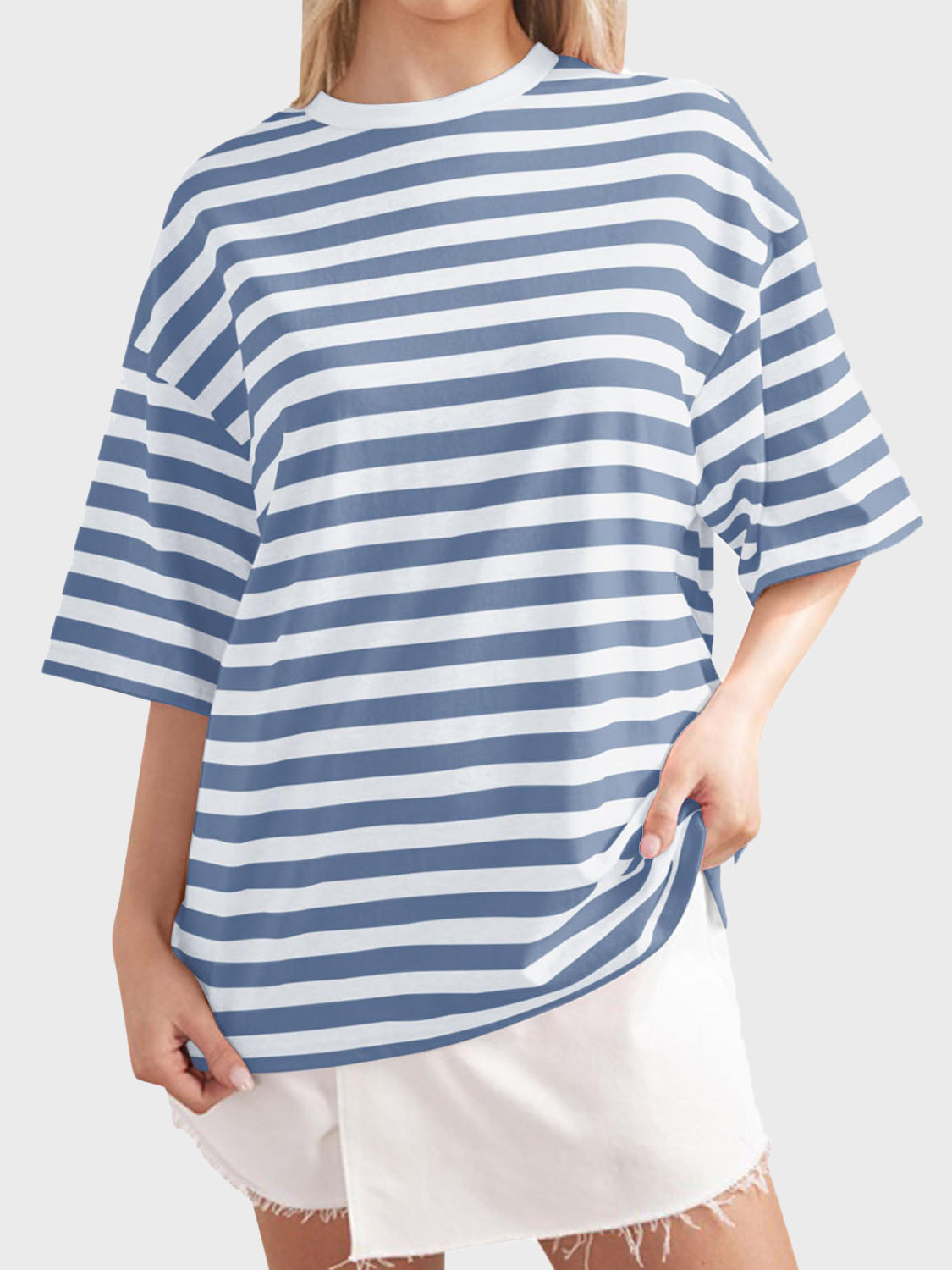 Striped Round Neck Half Sleeve T-Shirt - Ryzela